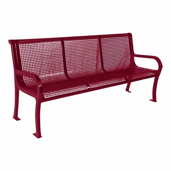 Ultra Site Lexington 6' Burgundy Perforated Bench with Backrest 75'' x 26 7/8'' x 35 1/2'' 38A954P6BG